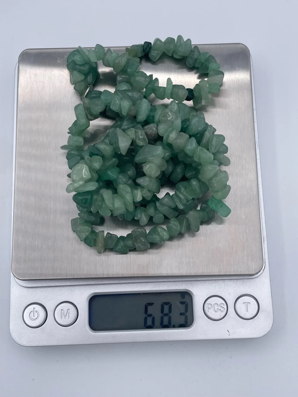 Green Aventurine Chip Long Bead Necklace with Teardrop Pendant Natural Gemstone